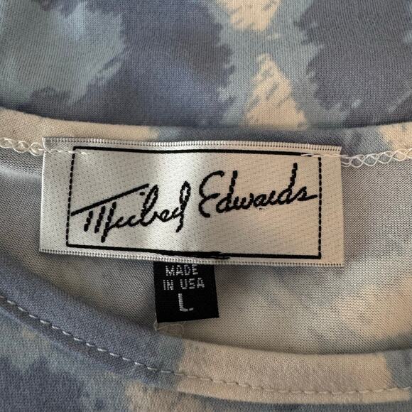 Michael Edwards Blue Animal Print Tie Front Stretch Jersey Dress Women's Large - Picture 7 of 11